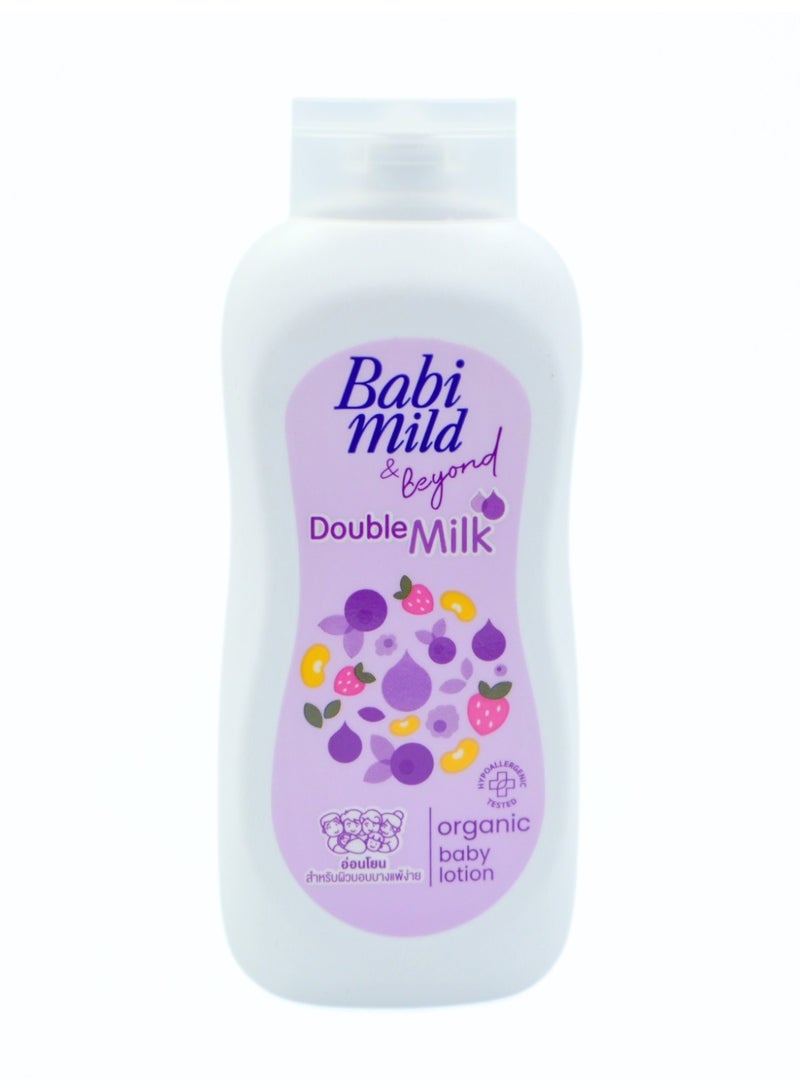 Babi Mild & Beyond Double Milk Organic Baby Lotion – Gentle Touch Deep Moisturizing & Nourishing Care for Soft Baby Skin (0+ Months)180ml